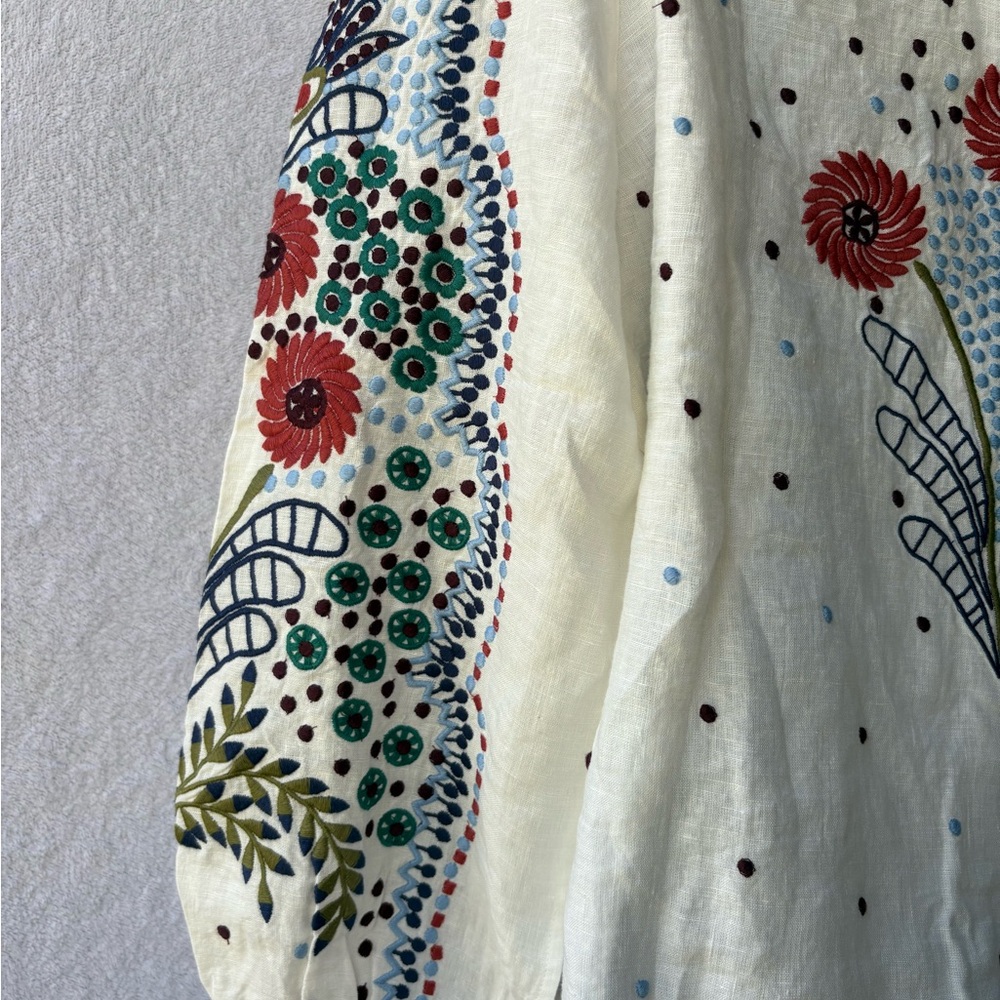 Sundance Canyon Sunset Embroidered Long Sleeve Shirt Collared Button Down Linen - Picture 2 of 5